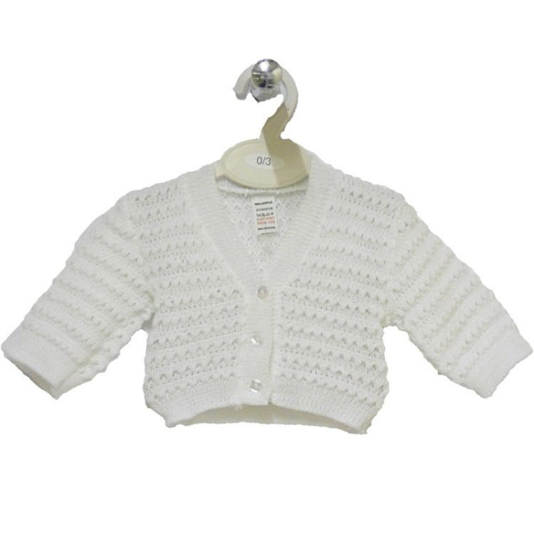 Picture of C2-W: BABY WHITE KNITTED CARDIGAN (0-24 MONTHS)
